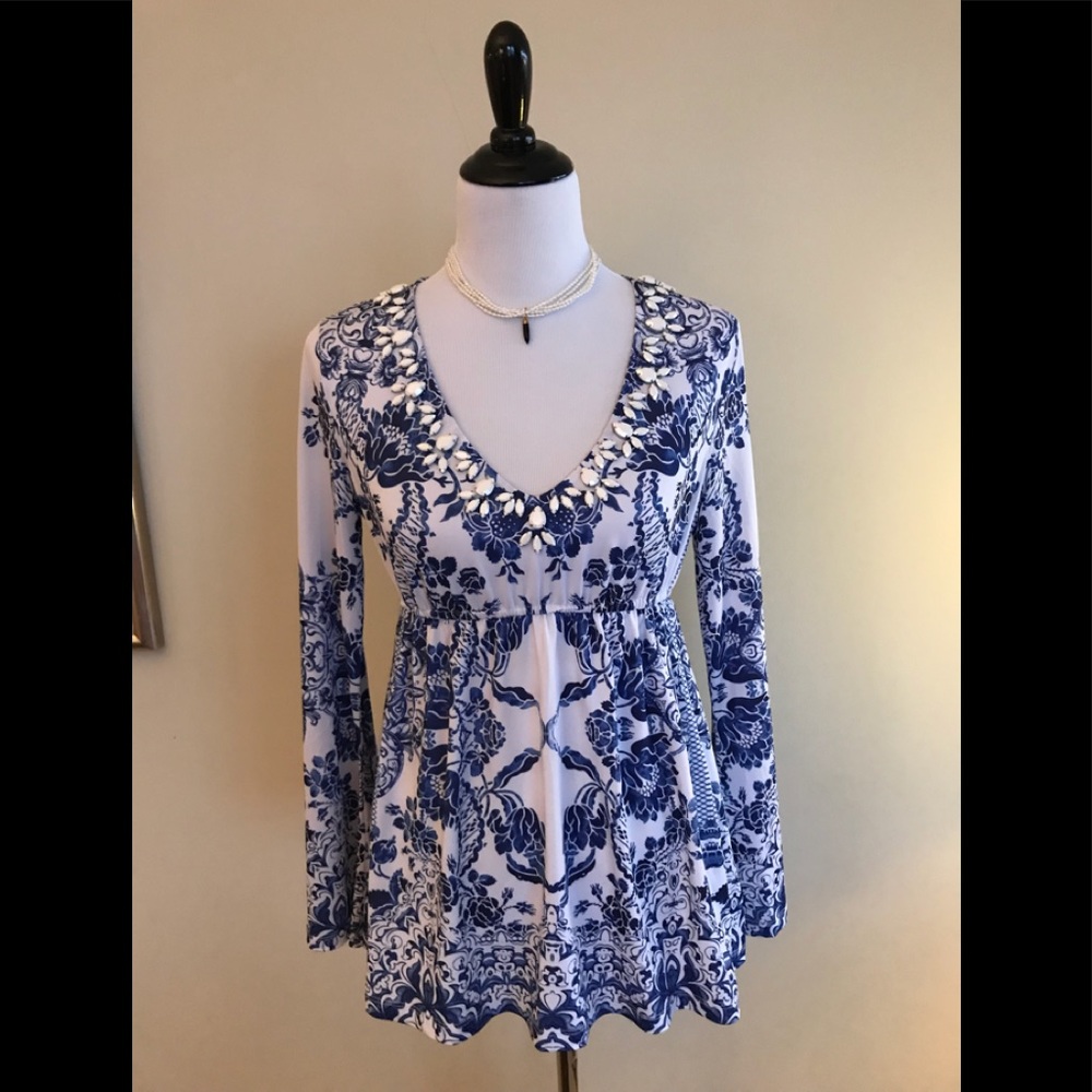 Boston Proper Embellished Empire Waist Top